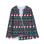 Pixel Christmas Santa Claus Print Long Sleeve Short Coat