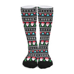 Pixel Christmas Santa Claus Print Long Socks