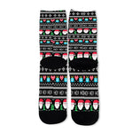 Pixel Christmas Santa Claus Print Long Socks