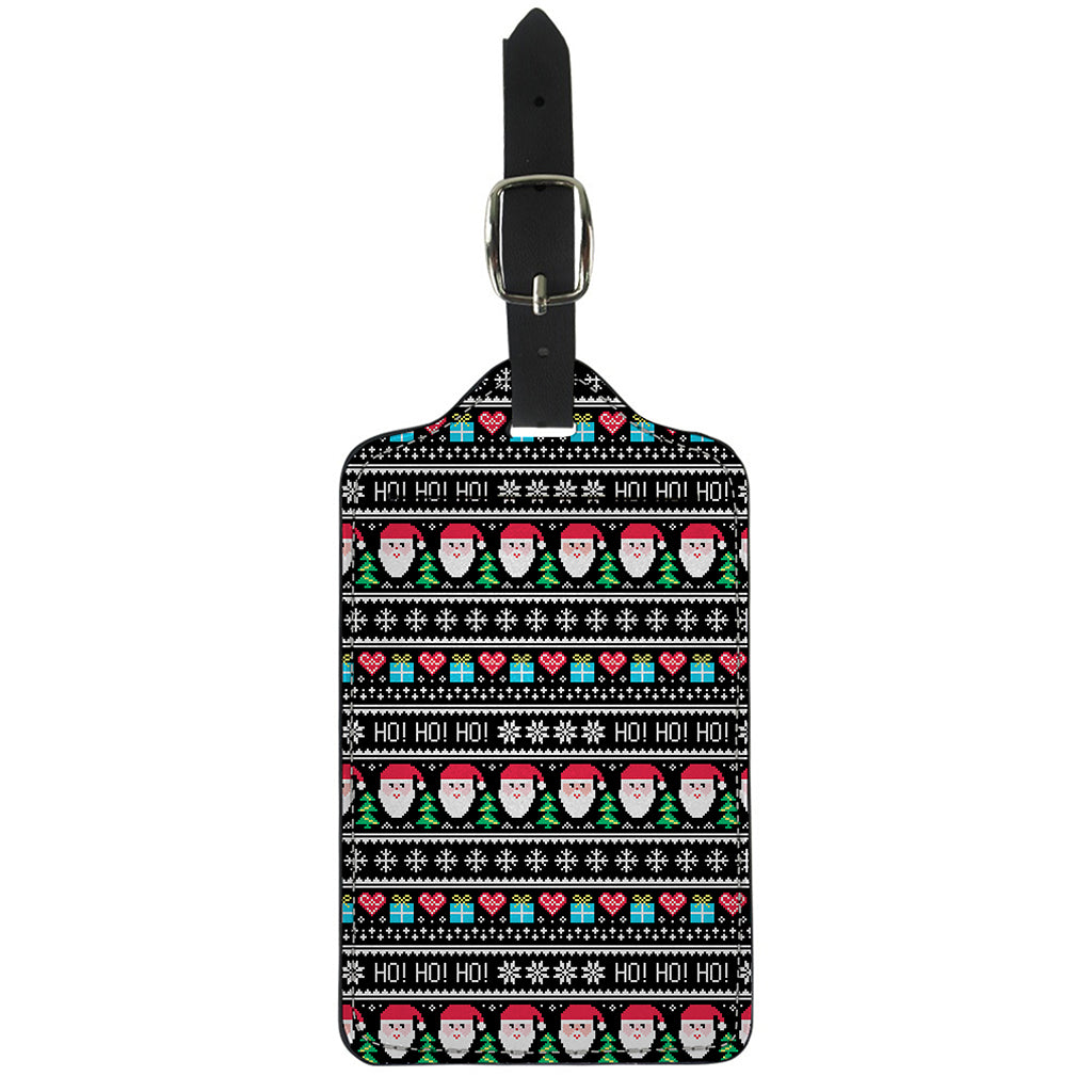 Pixel Christmas Santa Claus Print Luggage Tag