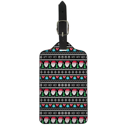 Pixel Christmas Santa Claus Print Luggage Tag