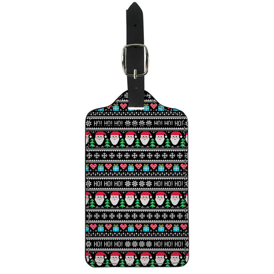 Pixel Christmas Santa Claus Print Luggage Tag
