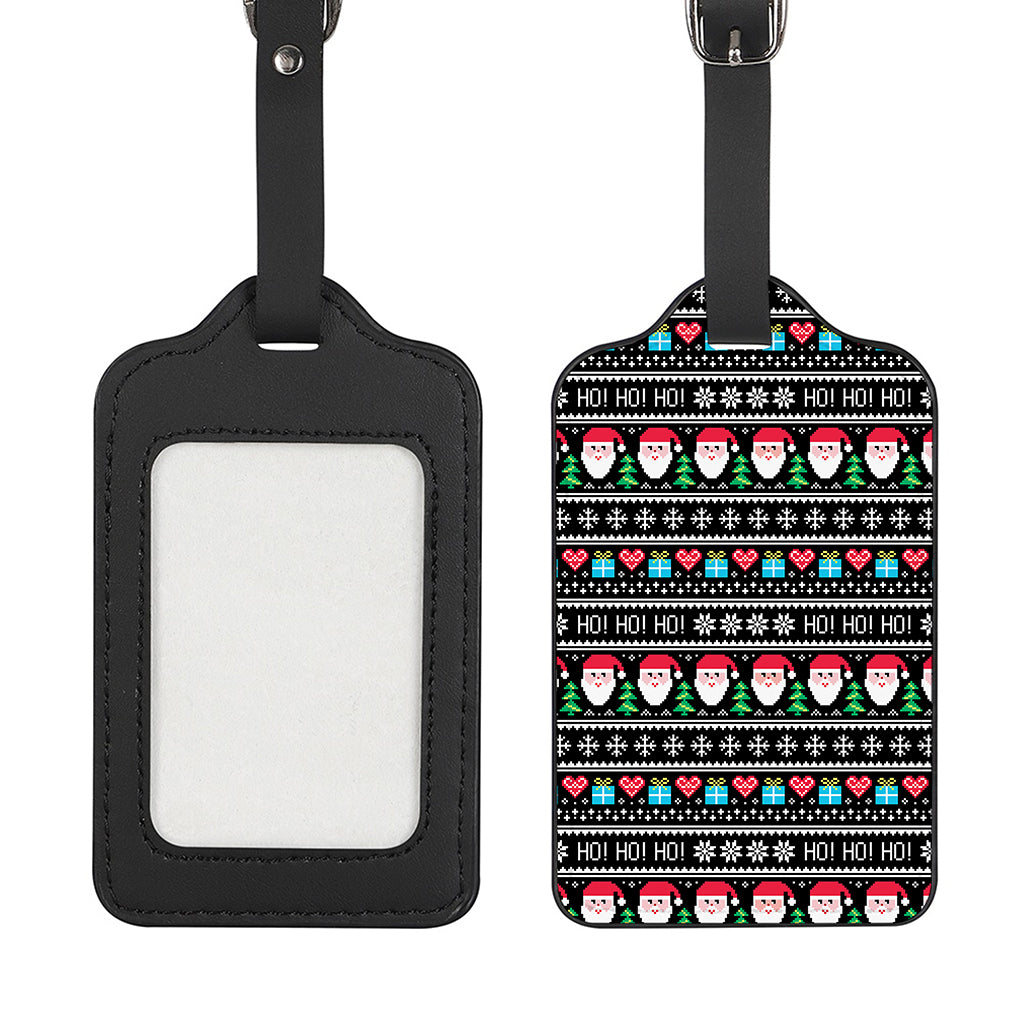 Pixel Christmas Santa Claus Print Luggage Tag