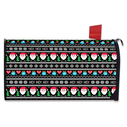 Pixel Christmas Santa Claus Print Mailbox Cover