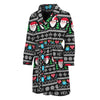 Pixel Christmas Santa Claus Print Men's Bathrobe