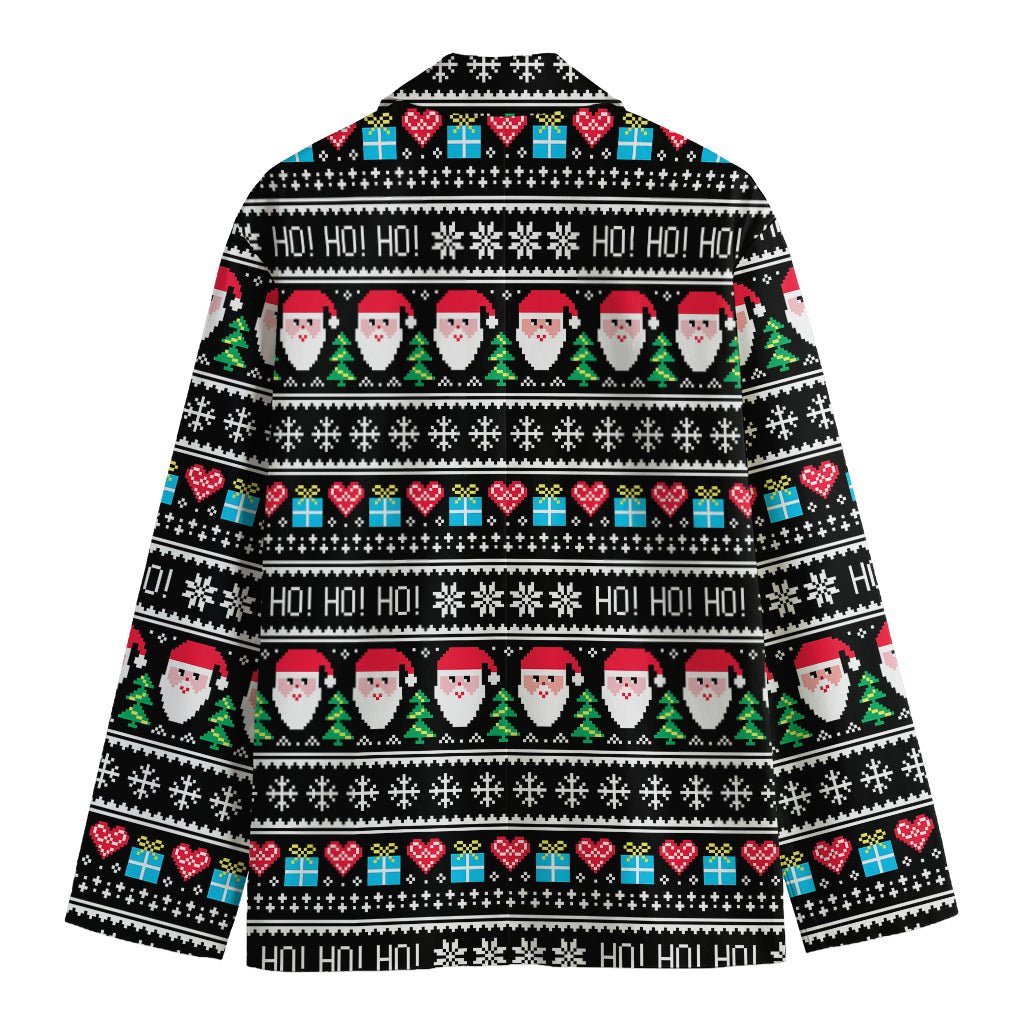 Pixel Christmas Santa Claus Print Men's Blazer