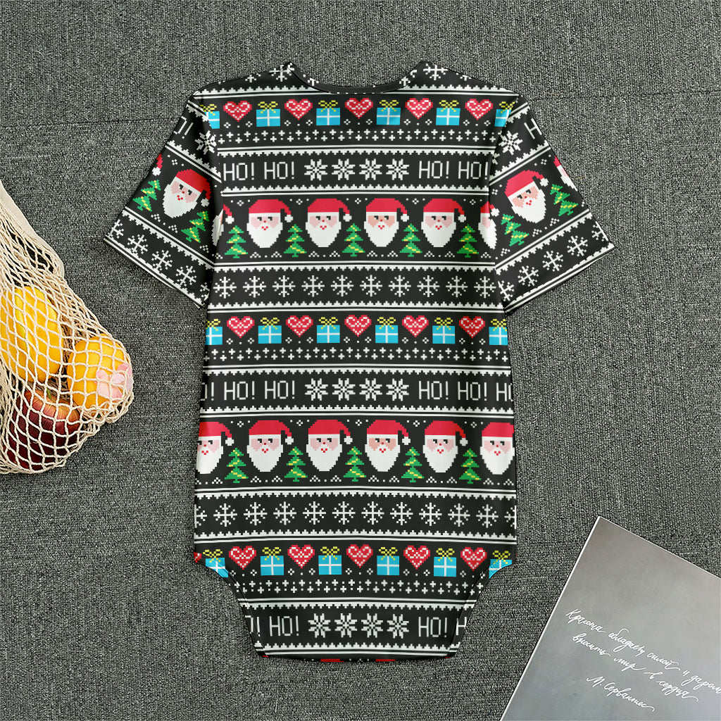 Pixel Christmas Santa Claus Print Men's Bodysuit