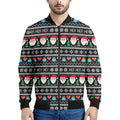 Pixel Christmas Santa Claus Print Men's Bomber Jacket