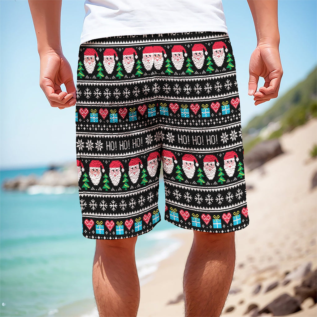 Pixel Christmas Santa Claus Print Men's Cargo Shorts