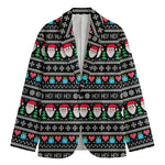 Pixel Christmas Santa Claus Print Men's Cotton Blazer