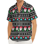 Pixel Christmas Santa Claus Print Men's Deep V-Neck Shirt
