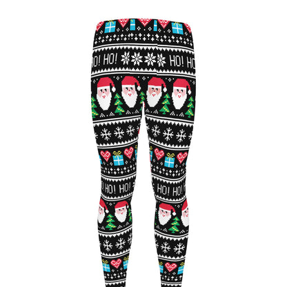 Pixel Christmas Santa Claus Print Men's leggings