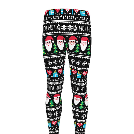 Pixel Christmas Santa Claus Print Men's leggings