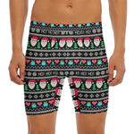 Pixel Christmas Santa Claus Print Men's Long Boxer Briefs