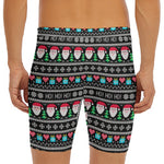 Pixel Christmas Santa Claus Print Men's Long Boxer Briefs
