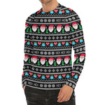 Pixel Christmas Santa Claus Print Men's Long Sleeve Rash Guard