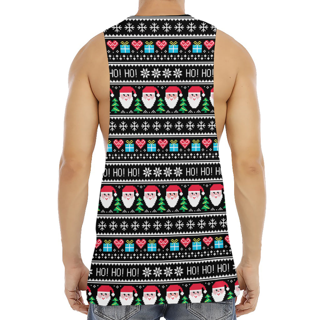 Pixel Christmas Santa Claus Print Men's Muscle Tank Top