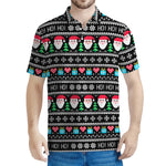 Pixel Christmas Santa Claus Print Men's Polo Shirt