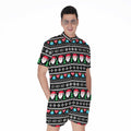Pixel Christmas Santa Claus Print Men's Romper