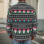 Pixel Christmas Santa Claus Print Men's Shirt Jacket