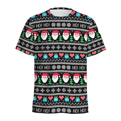 Pixel Christmas Santa Claus Print Men's Sports T-Shirt