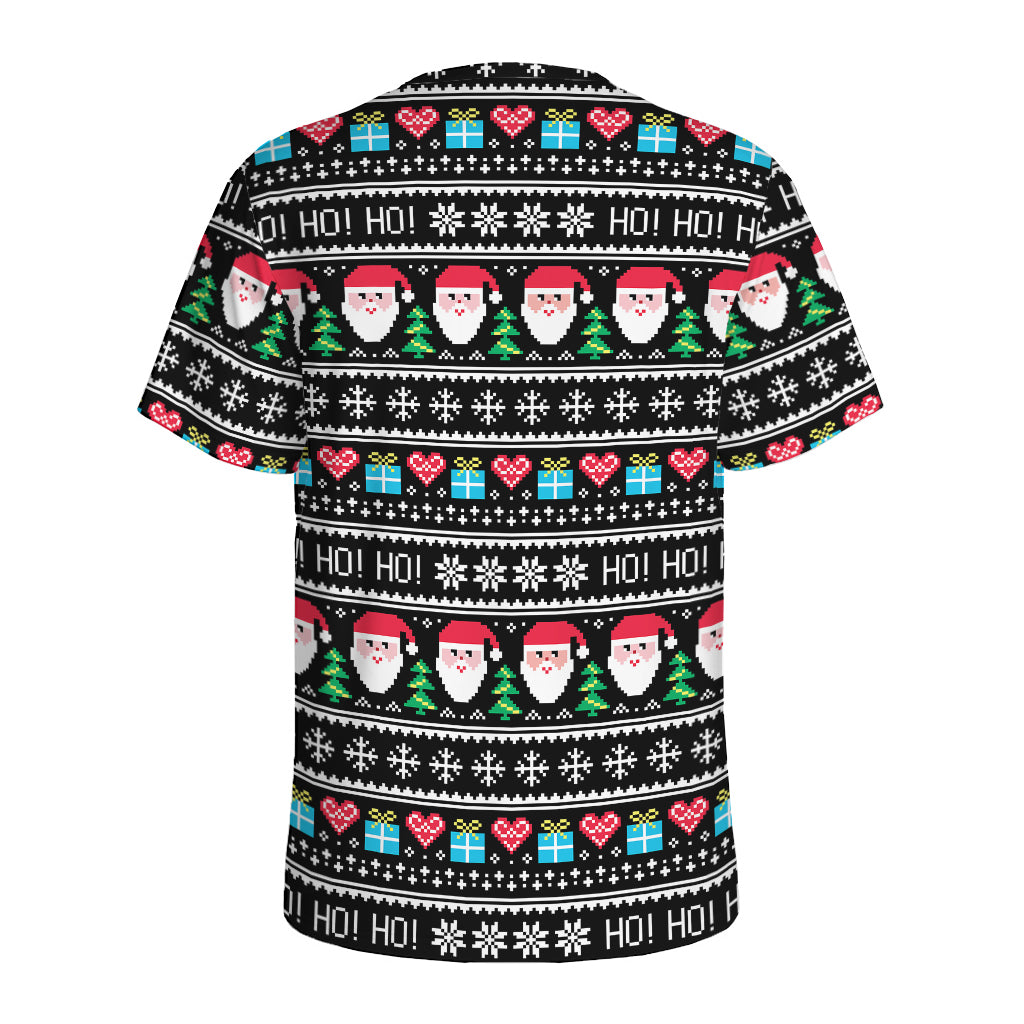 Pixel Christmas Santa Claus Print Men's Sports T-Shirt