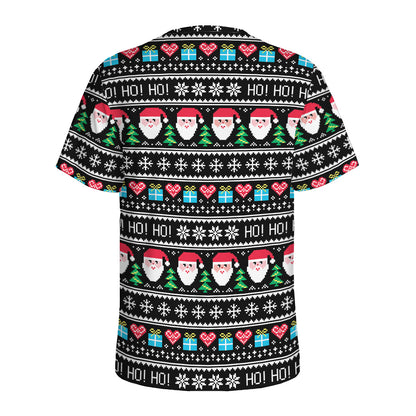 Pixel Christmas Santa Claus Print Men's Sports T-Shirt