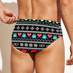 Pixel Christmas Santa Claus Print Men's Swim Briefs