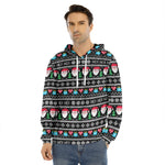 Pixel Christmas Santa Claus Print Men's Velvet Pullover Hoodie