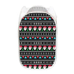 Pixel Christmas Santa Claus Print Mesh Laundry Hamper