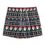 Pixel Christmas Santa Claus Print Mesh Shorts