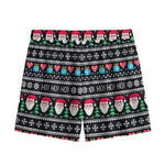 Pixel Christmas Santa Claus Print Mesh Shorts