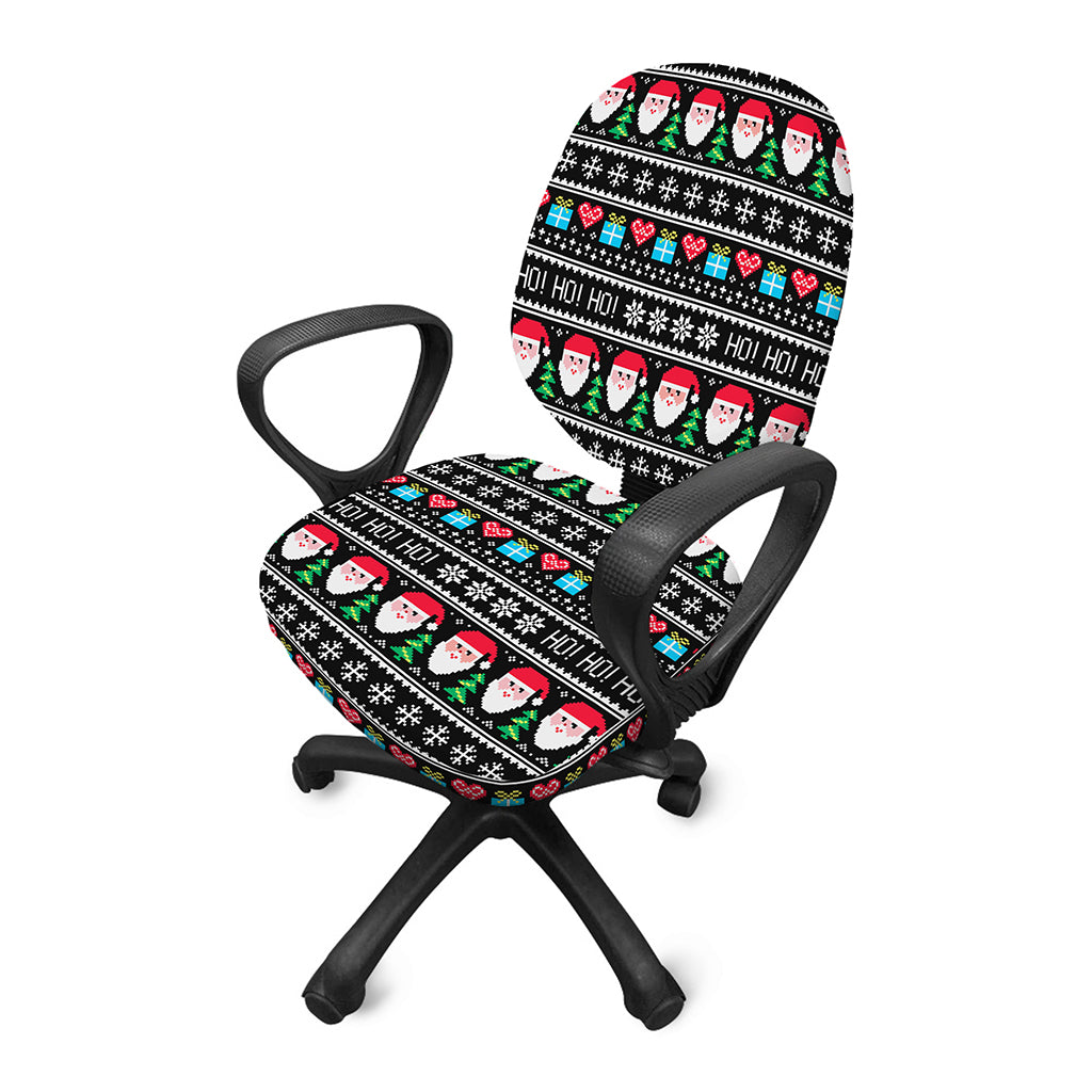 Pixel Christmas Santa Claus Print Office Chair Cover