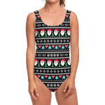 Pixel Christmas Santa Claus Print One Piece Swimsuit