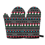 Pixel Christmas Santa Claus Print Oven Mitts