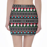 Pixel Christmas Santa Claus Print Pencil Mini Skirt