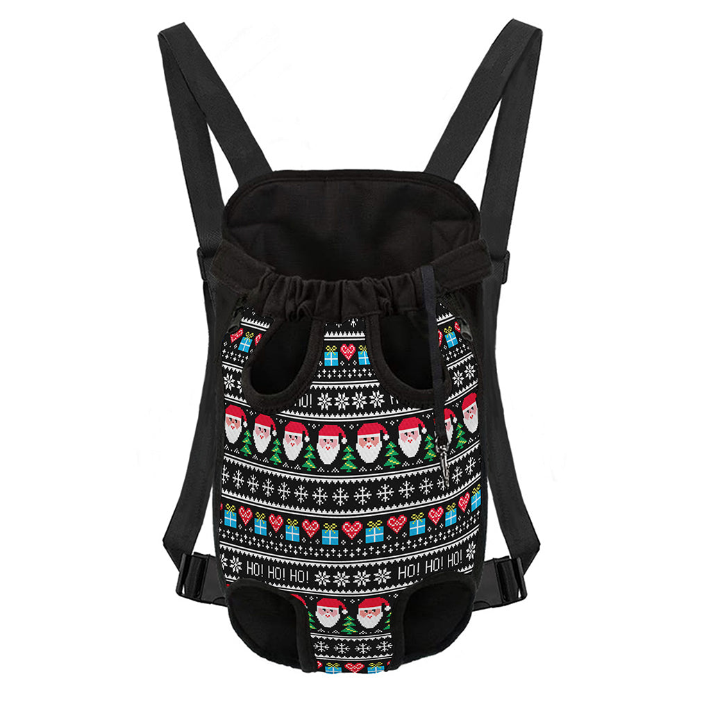 Pixel Christmas Santa Claus Print Pet Carrier Backpack