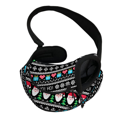 Pixel Christmas Santa Claus Print Pet Sling Carrier