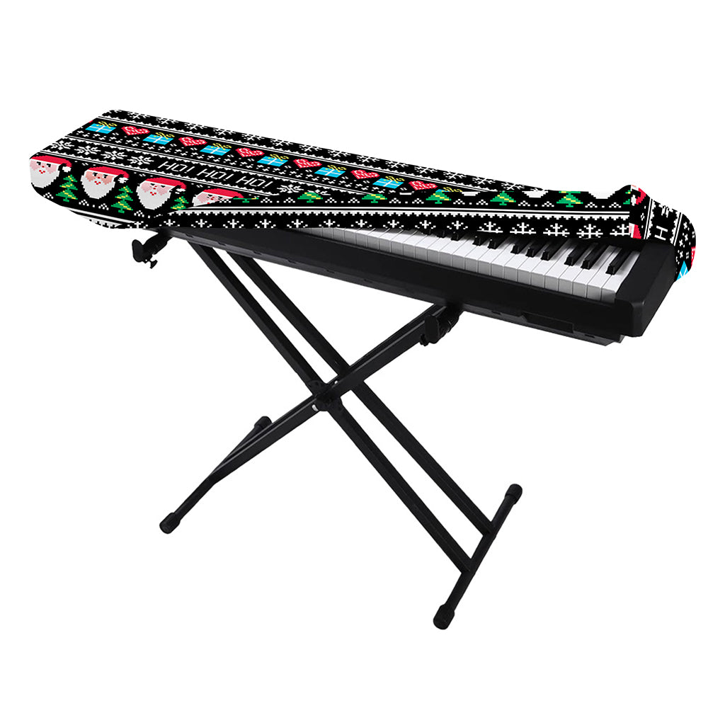 Pixel Christmas Santa Claus Print Piano Keyboard Cover