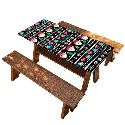 Pixel Christmas Santa Claus Print Picnic Table Cover