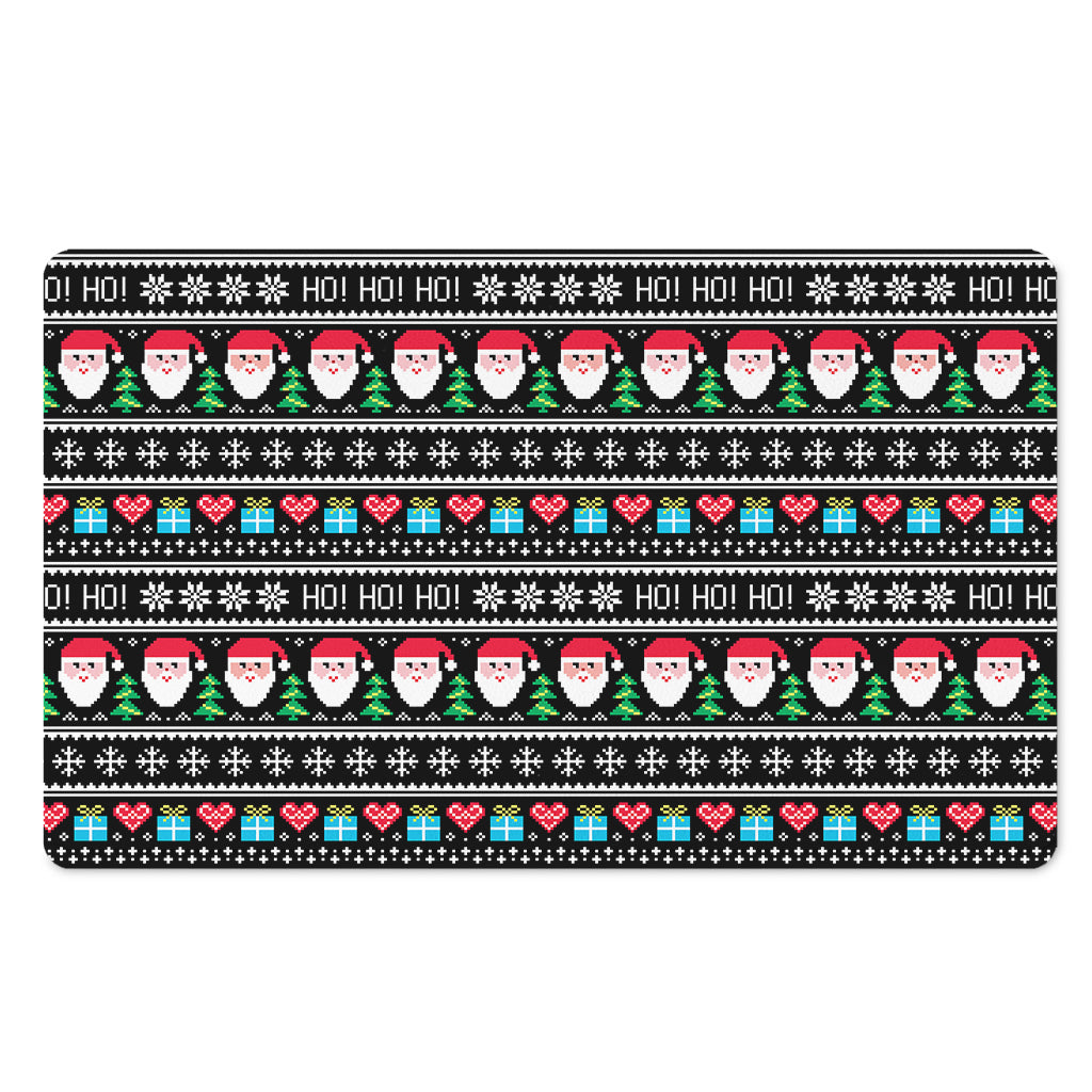 Pixel Christmas Santa Claus Print Polyester Doormat
