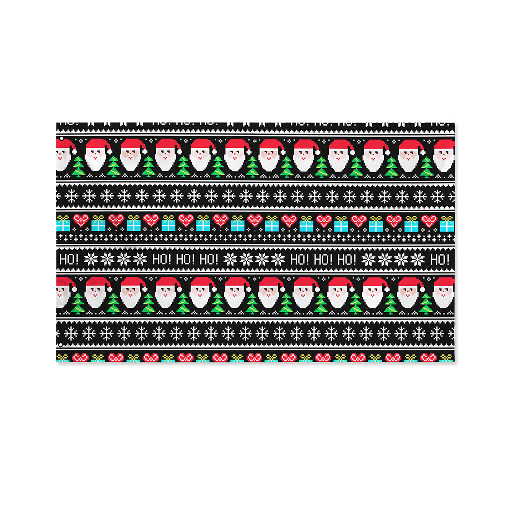 Pixel Christmas Santa Claus Print Polyester Flag