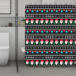 Pixel Christmas Santa Claus Print Polyester Shower Curtain