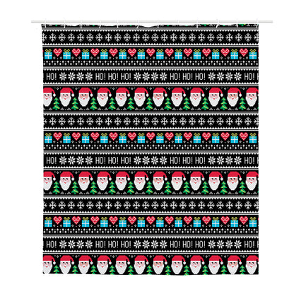 Pixel Christmas Santa Claus Print Polyester Shower Curtain