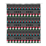 Pixel Christmas Santa Claus Print Polyester Shower Curtain