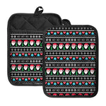 Pixel Christmas Santa Claus Print Pot Holders With Pocket