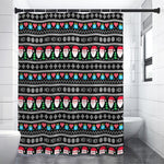 Pixel Christmas Santa Claus Print Premium Shower Curtain
