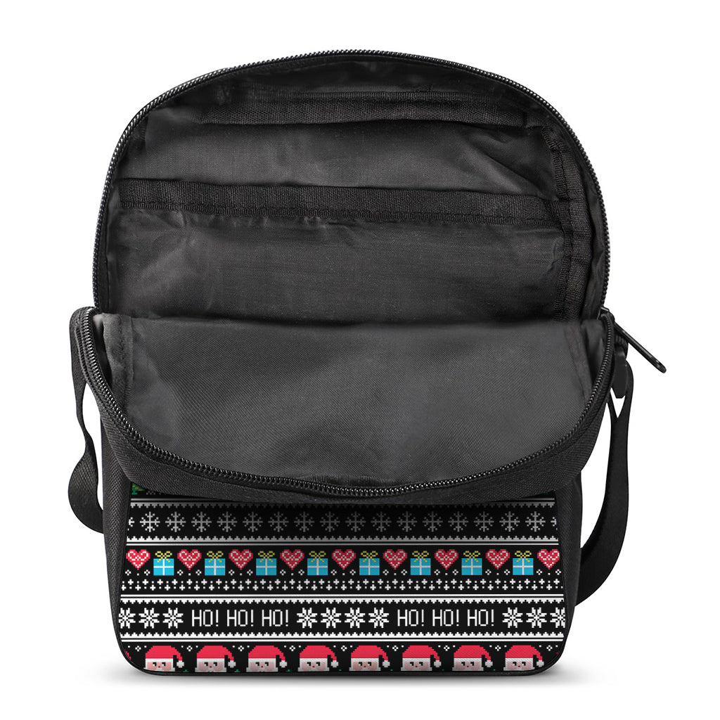 Pixel Christmas Santa Claus Print Rectangular Crossbody Bag