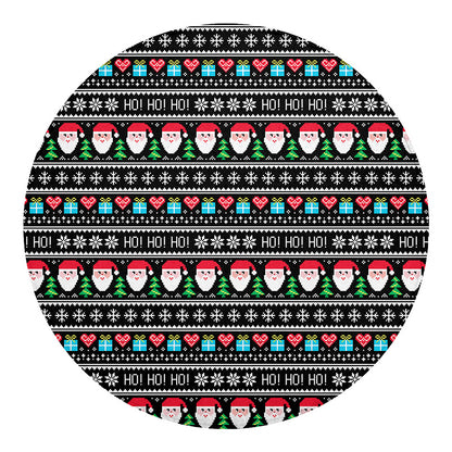 Pixel Christmas Santa Claus Print Round Blanket