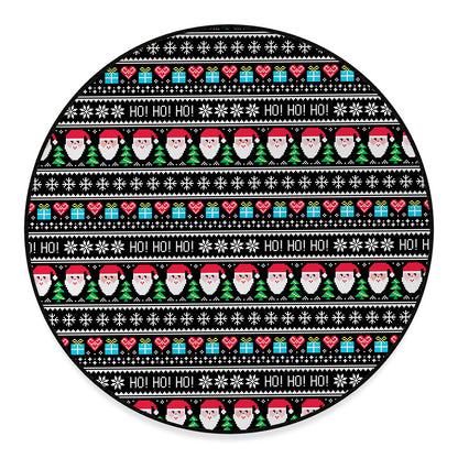 Pixel Christmas Santa Claus Print Round Floor Mat